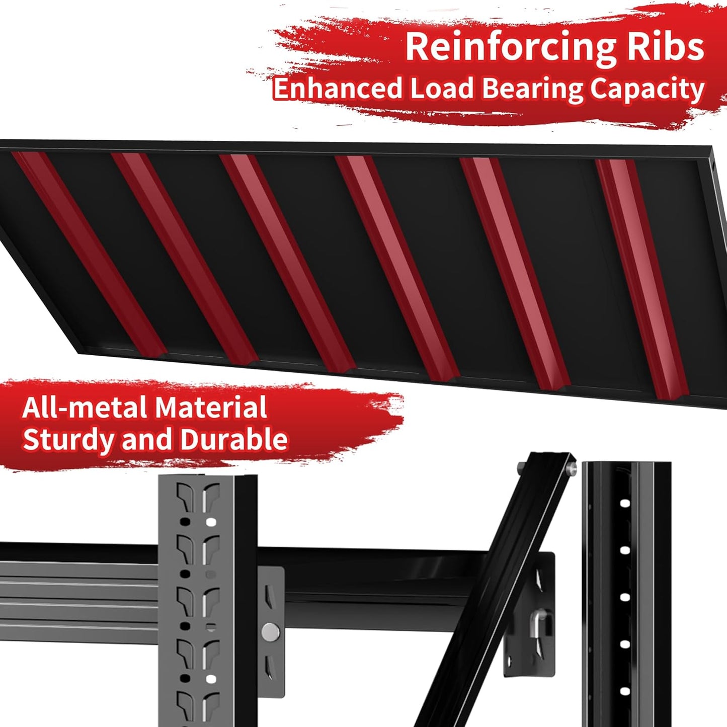 5000LBS Garage Shelving 59" W Garage Shelving Heavy Duty 4-Tier Metal Storage Shelves Adjustable Shelf Unit Storage Rack for Basement Supermarket Warehouse 59.1Wx19.7Dx78.8H Black