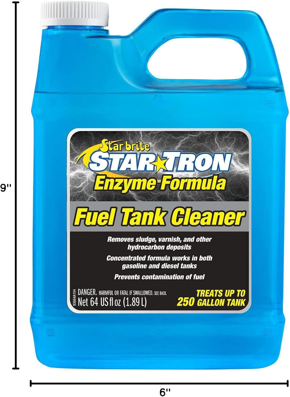 STAR BRITE Star Tron Fuel Tank Cleaner - Remove Sludge, Varnish & Other Deposits - Rejuvanate Old, Stale Fuel - Concentrated Formula Works In Gas Tanks & Diesel Tanks - 64 OZ (093664) , blue