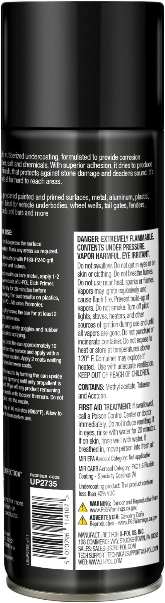 U-POL Expert Professional Rubberized Undercoating, Professional Grade Rust, Water & Salt Spray Resistant, Black, 15 oz