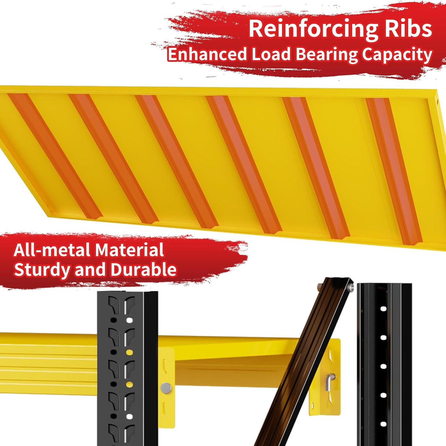 5000LBS Garage Shelving 59" W Garage Shelving Heavy Duty 4-Tier Metal Storage Shelves Adjustable Shelf Unit Storage Rack for Basement Supermarket Warehouse 59" W x 20" D x 78" H Yellow