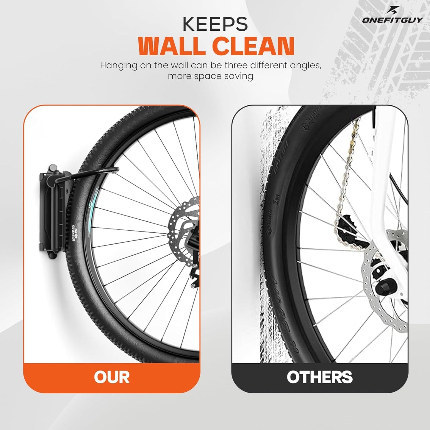 Swivel Bike Wall Mount, Bike Rack Garage, 150ยฐ Rotating & Space Saving Vertical Bike Hangers for Storage, Sturdy Bike Stand Holds Up to 66lbs, Easy to Install, 1 Pack