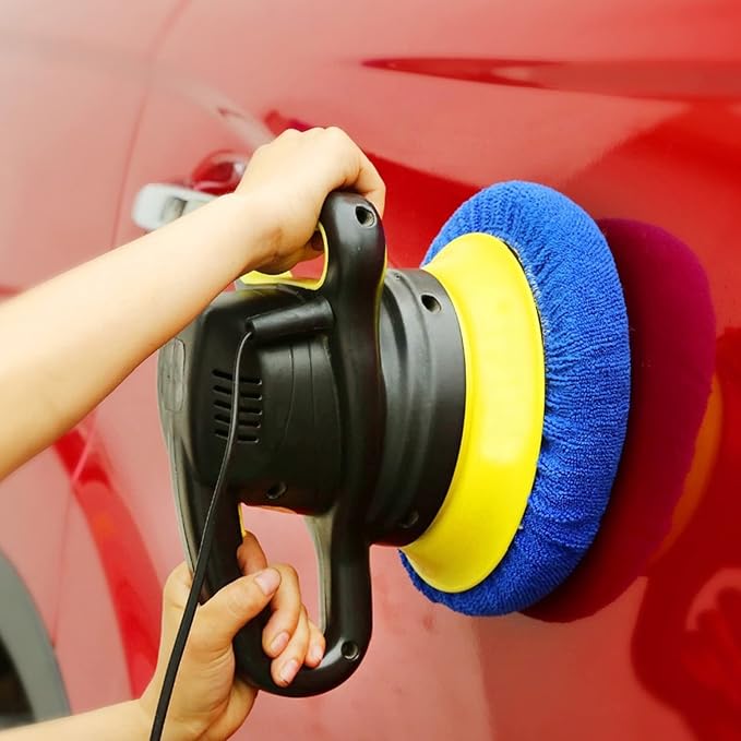 Boltigen 8pcs 5-6 inch Buffing Pads Orbital Polishing Pad 4 Colors 5'' to 6'' Microfiber Coral Fleece Bonnet Car Buffer Polisher Waxing Covers for Automobile Glass Cleaning and Polish