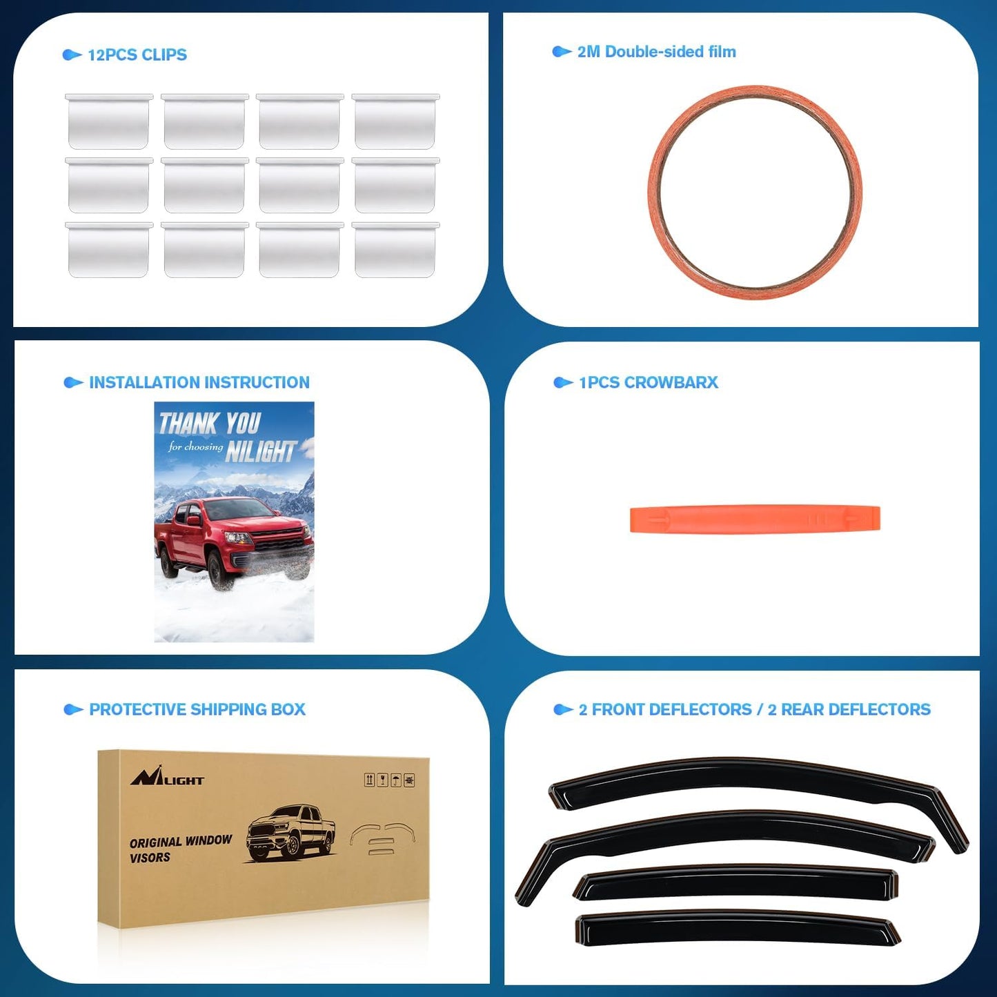 Nilight in-Channel Window Visors for Chevrolet (Chevy) Malibu 2016 2017 2018 2019 2020 2021 2022 2023 2024, Window Rain Guards, Original Window Deflectors-4PCS