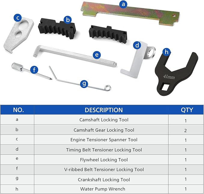 BETOOLL Engine Camshaft Alignment Locking Timing Tool Kit, Camshaft Holding Tool, with Water Pump Wrench for Chevy Cruze Aveo Opel Chevrolet Alfa Romeo Fiat 16V 1.4 1.6 1.8 en6340 km6340
