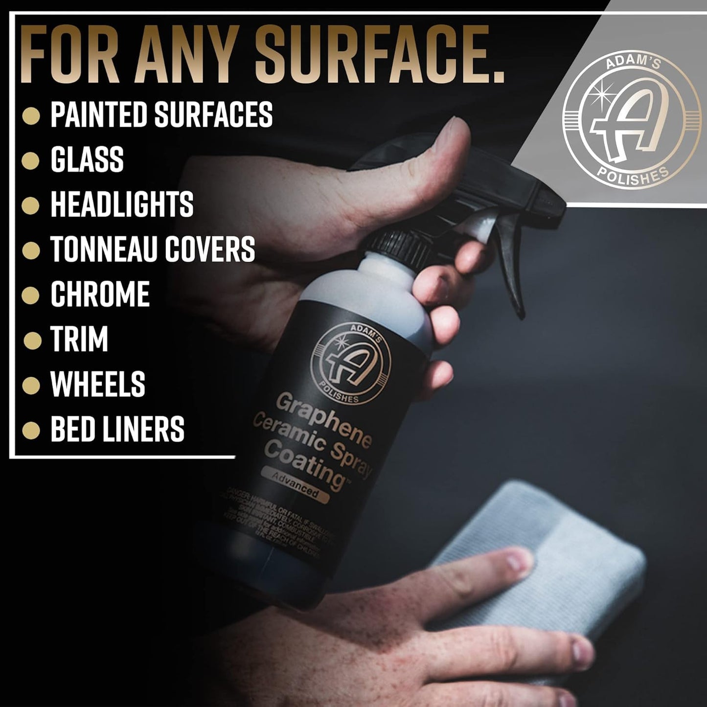 Adam's Advanced Graphene Ceramic Spray Coating Kit - 18+ Months Sprayable Graphene Oxide Ceramic Coating for Cars, Boats, RV's & Motorcycle - Adds Extreme Gloss, Depth, Shine & Protection