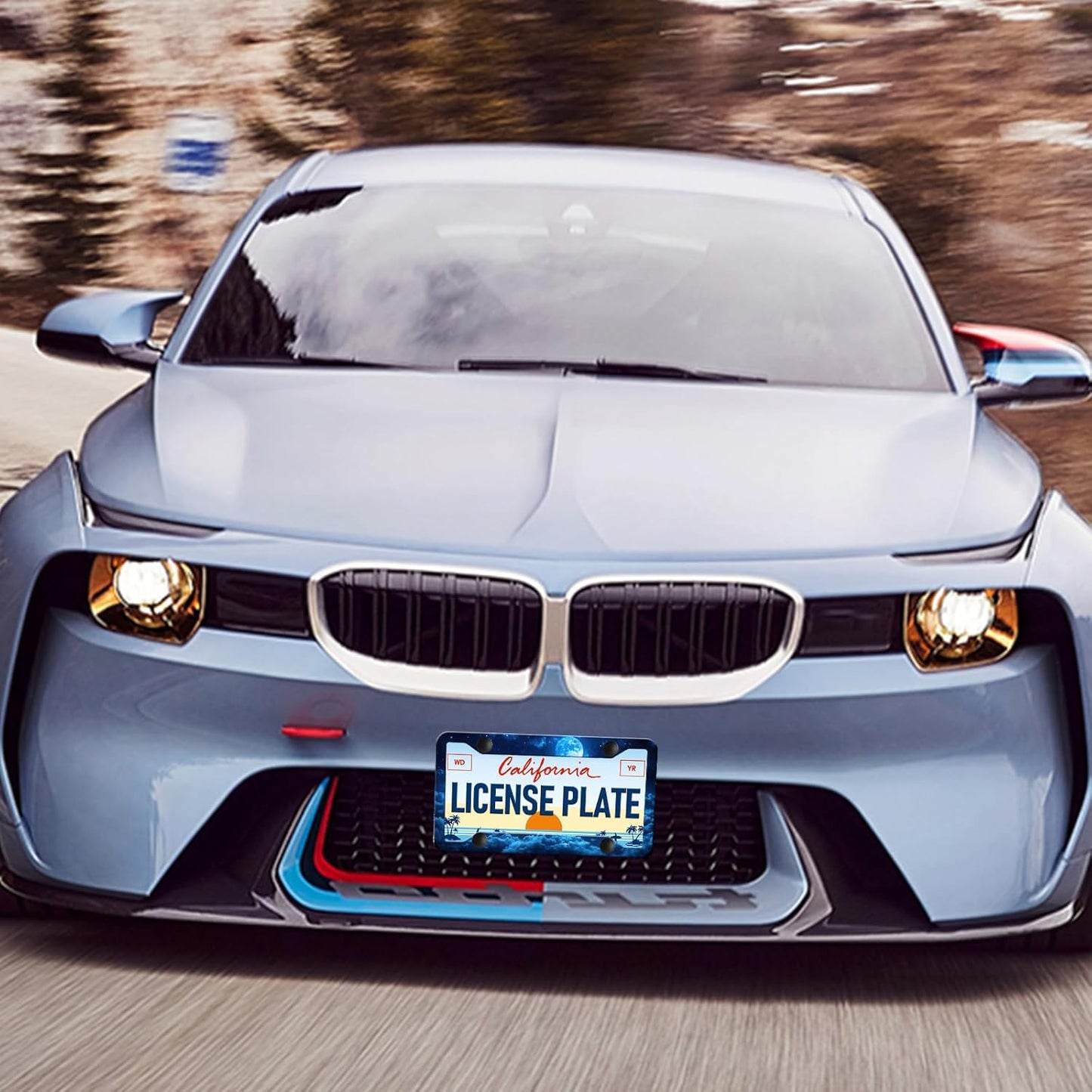 Moon Galaxy Starry Sky License Plate Frames - 2 Pack Night Sky License Plate Holder,Stainless Steel Rust-Proof Waterproof Car Decorative Tag Frame with Screws Fasteners Caps