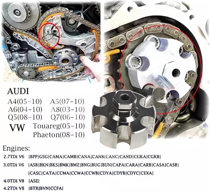 Diesel Engine Camshaft Alignment Locking Timing Tool Compatible with VW Audi A6L 2.7,Q7 3.0TDi,4.0 4.2Tdi V8 CRD A4 A5
