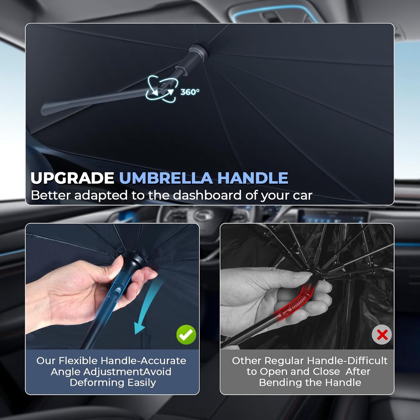 Windshield Sun Shade Umbrella Compatible with 2019-2025 Lexus ES Accessories: Custom Fit 240T Silver, Double Thickened, Foldable Sunshade Window Sun Visor, Ultimate 99% UV Blocking for 250, 300h, 350