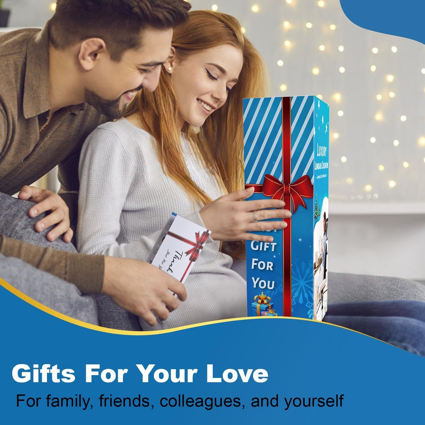 Lumbar Support Pillow for Office Chair Car, Gaming Chair Lower Back Pain Relief Memory Foam Cushion with Greeting Card,3D Mesh Cover Ergonomic Back Rest, Birthday Gift Father‘s Day Gifts for Dad