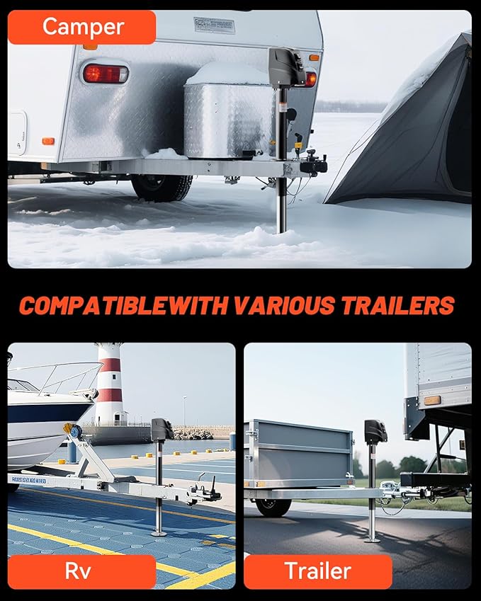 5500-7500lbs Electric Trailer Jack, 7-Way Connector, 23.2" Vertical Travel, 12V DC,for RV Trailer, Camper
