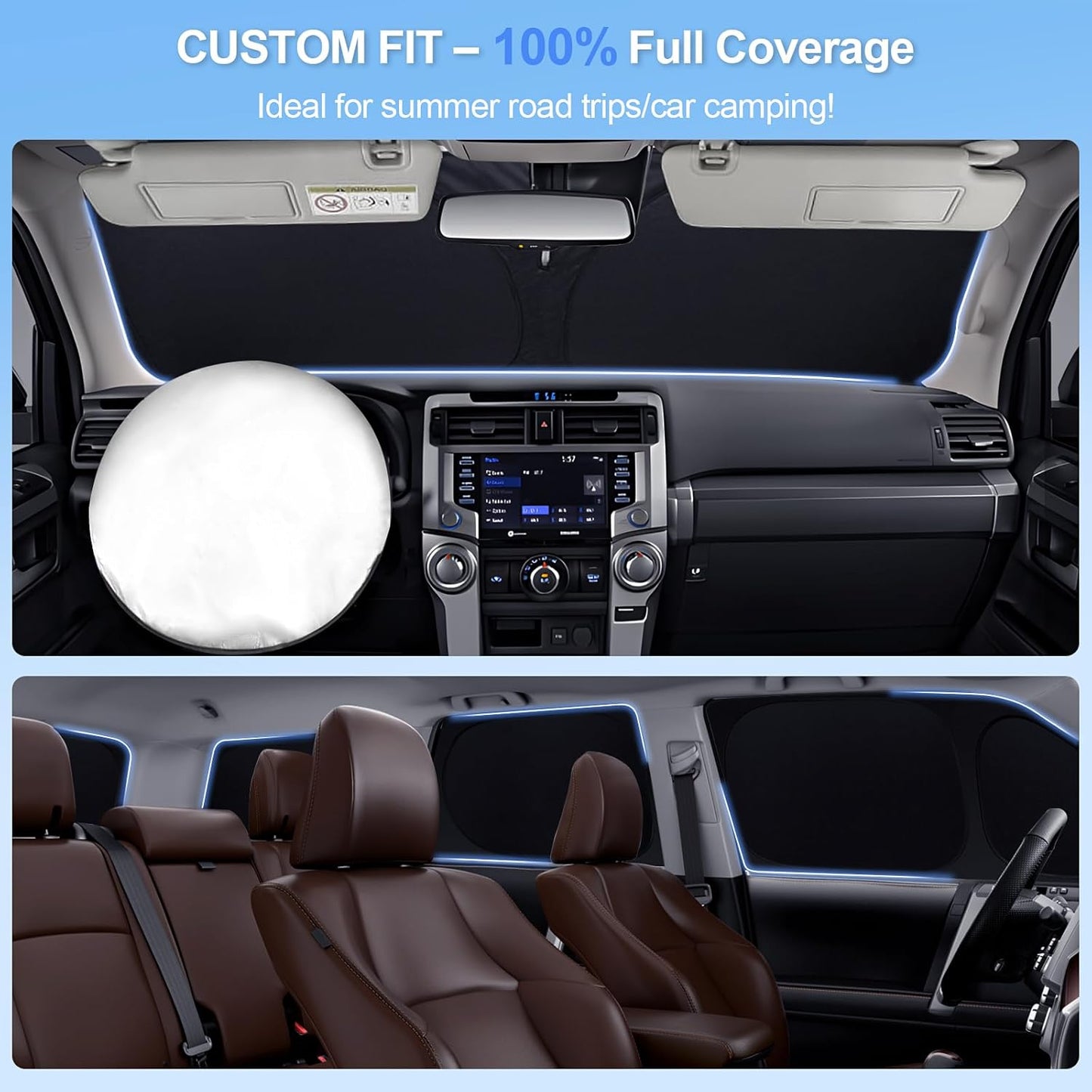 8pcs Car Window Shades for Tesla Model Y 2020-Present Accessories,Windshield Side Rear Full Sunshade,Sun Visor UV Blocking, Privacy Protection and Blackout for Camping Outdoor