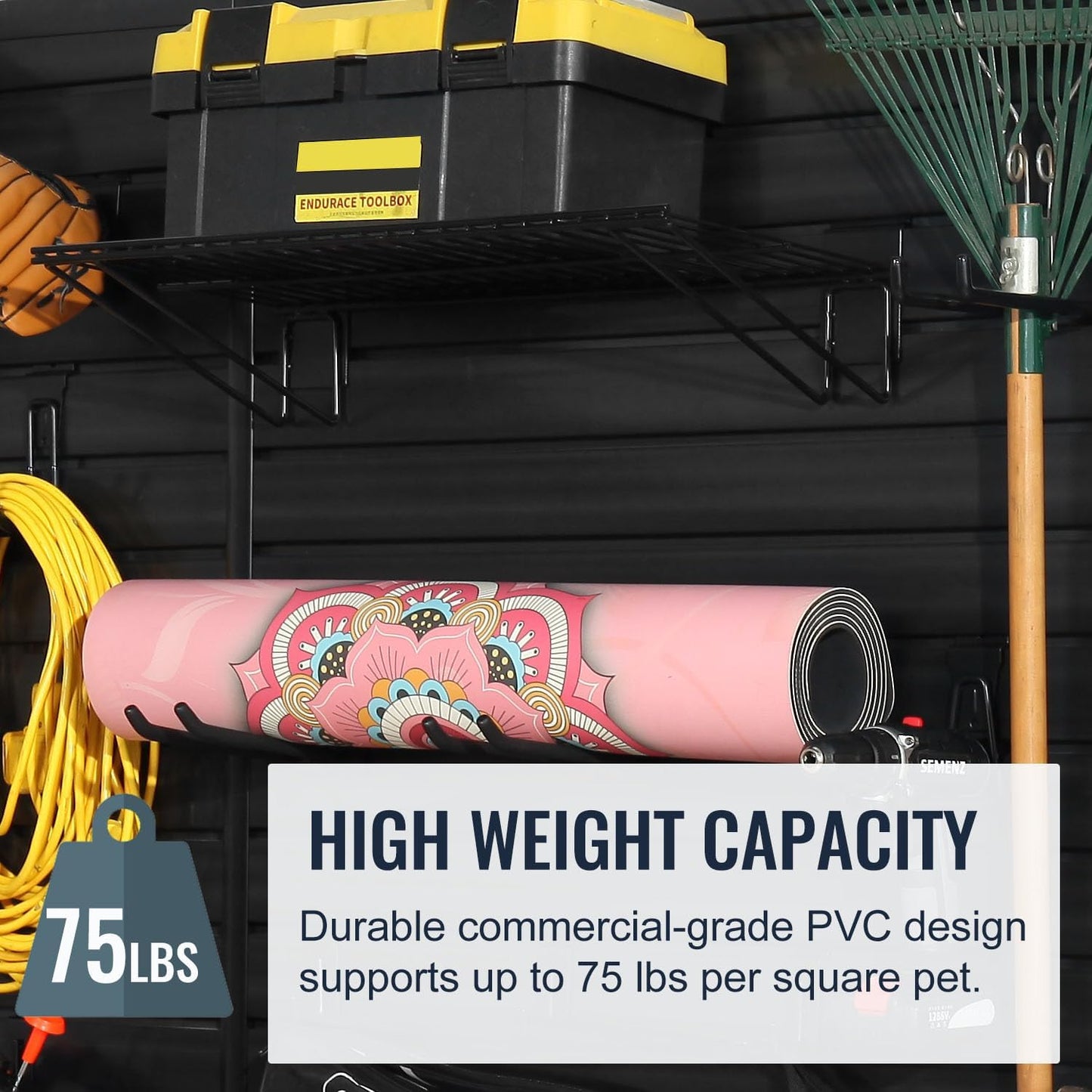 Slatwall Panel Garage Organizer PVC Slatwall Heavy Duty Wall Mounted Rack, Interlocking Slat Wall Panels for Tool Organization Peg Board(Grey 4 x 2 ft)