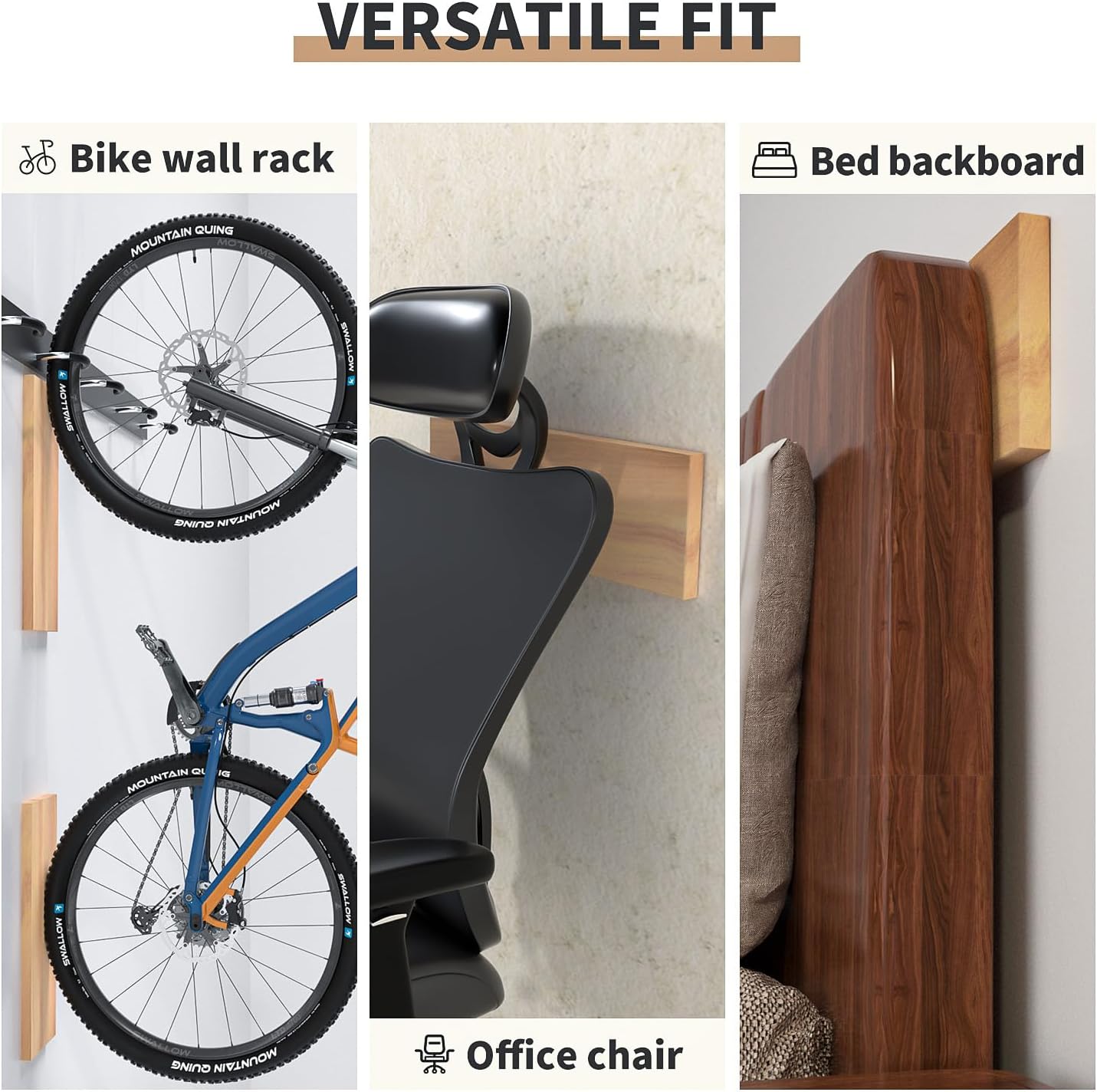 GWP02S Wood Grain Garage Wall Protector Car Door Protectors, Garage Accessories, Parking Stopper for Garage, Tool-Free, Designed in Germany (4-Pack Wood Grain)