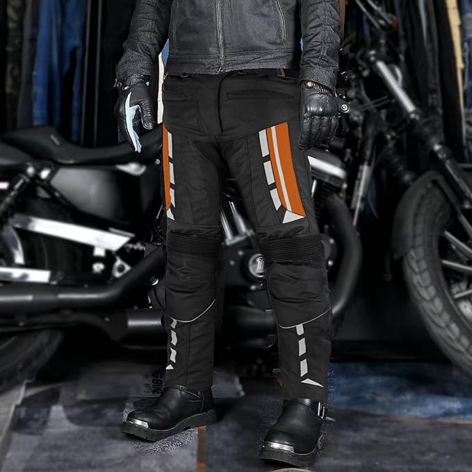 Men’s Waterproof Motorcycle Trousers – 600D Cordura Biker Pants with CE Armour, Thermal Lining & Reflective Panels