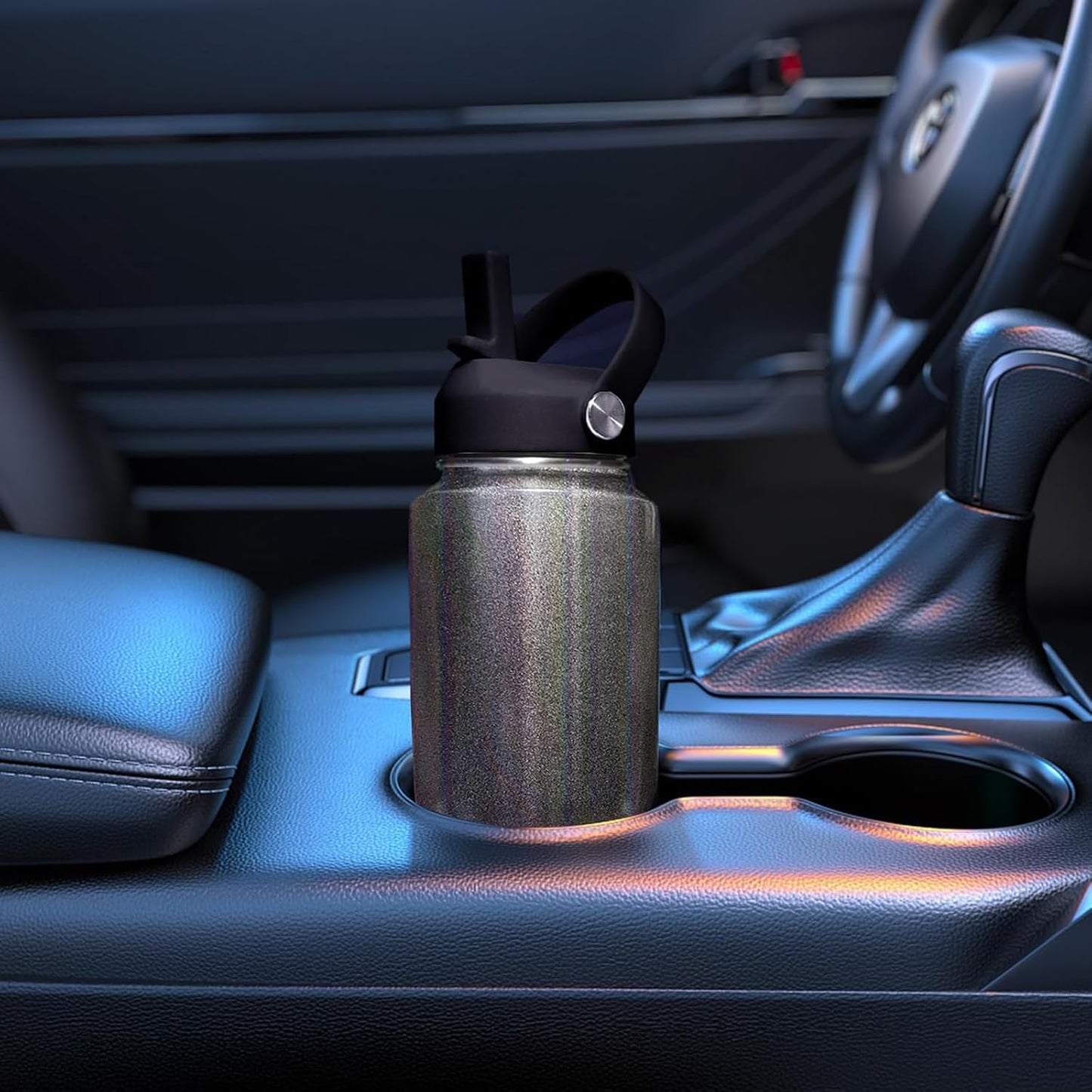 SENDESTAR 40oz Stainless Steel Water Bottle(Cold for 48 Hrs, Hot for 24 Hrs),Double Wall Vacuum Insulated Bottle with Straw Lid, Spout Lid and Flex Cap, Fit in Any Car Cup Holder TXIN-40-Laser Grey