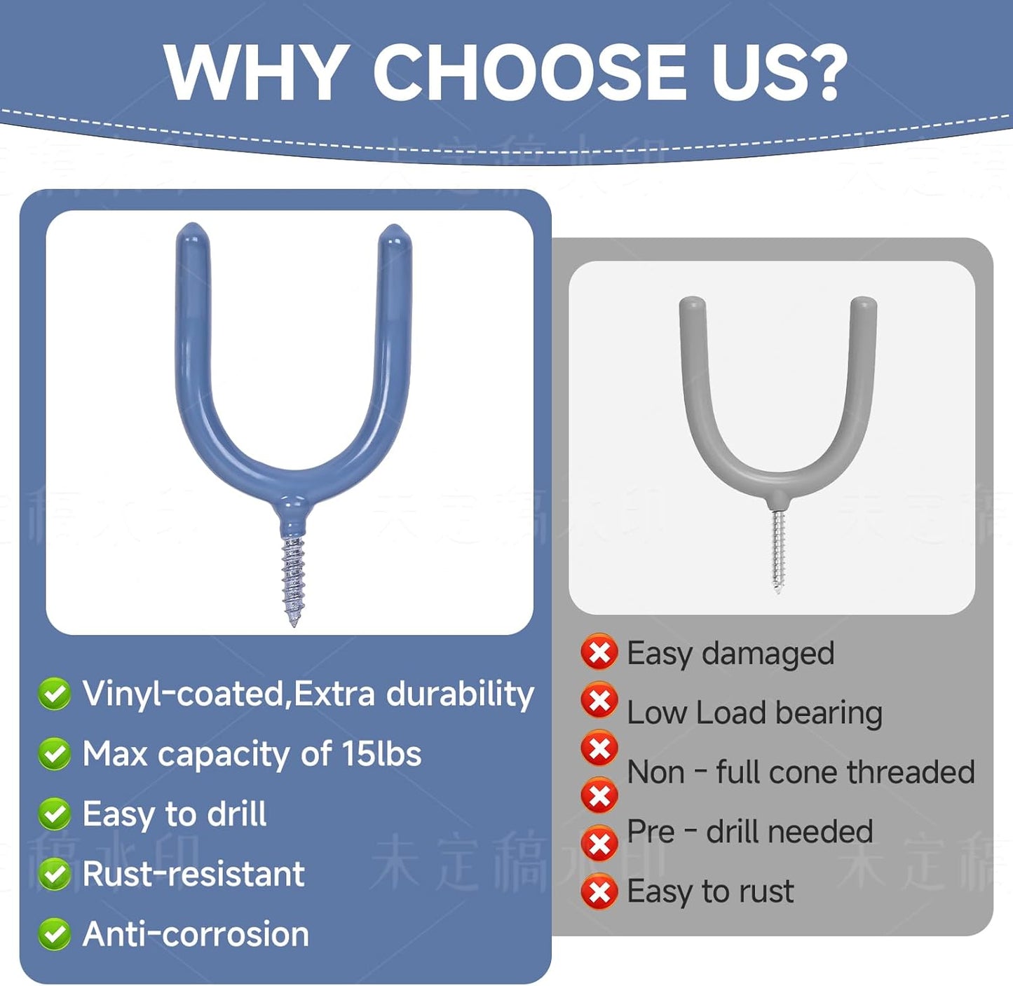 Lian.Ripple.Lian16 Pack Garage Storage System Steel U Hooks with Anti-Slip Coating Home Improvement and Organization Screw in Hooks Easy Wall Mounting Heavy Duty Bike and Ladder (Grey, 16 Pack)