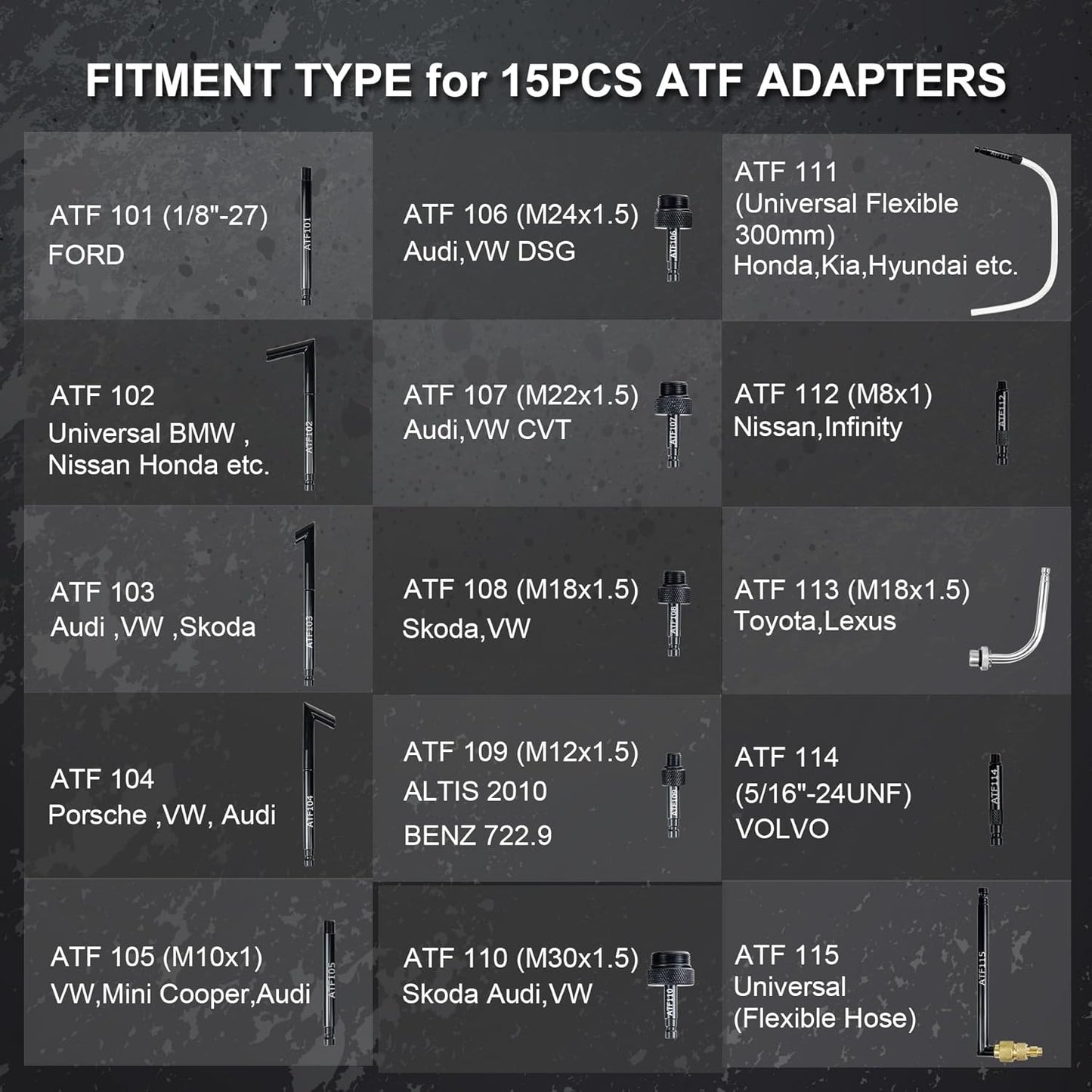 JIFETOR Transmission Fluid Pump Pneumatic Extractor and Dispenser Tool Kit, 10L ATF Fill and Evacuator Oil Can Set with 15PCS ATF Adapters 3PCS 1M Hose for Gear Oil Garage and Shop Fluid Transfer