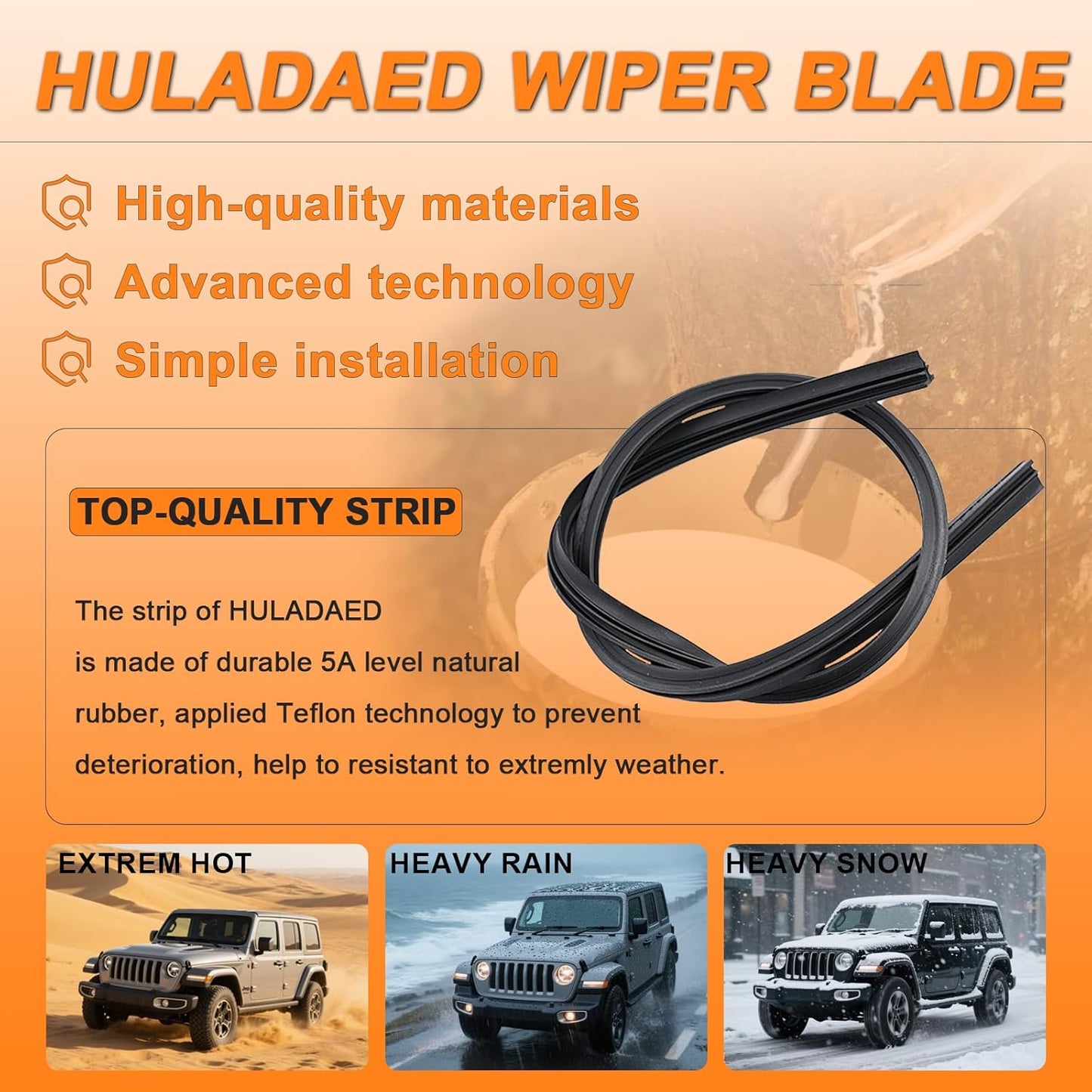 HULADAED® 26'' 17'' 14'' Windshield Wipers Replacement for Subaru Forester 2018-2012 Outback/Legacy 2019-2015,Silicone Front Rear Wiper blades for MY Car-All Weather & Quiet(3 PACK)