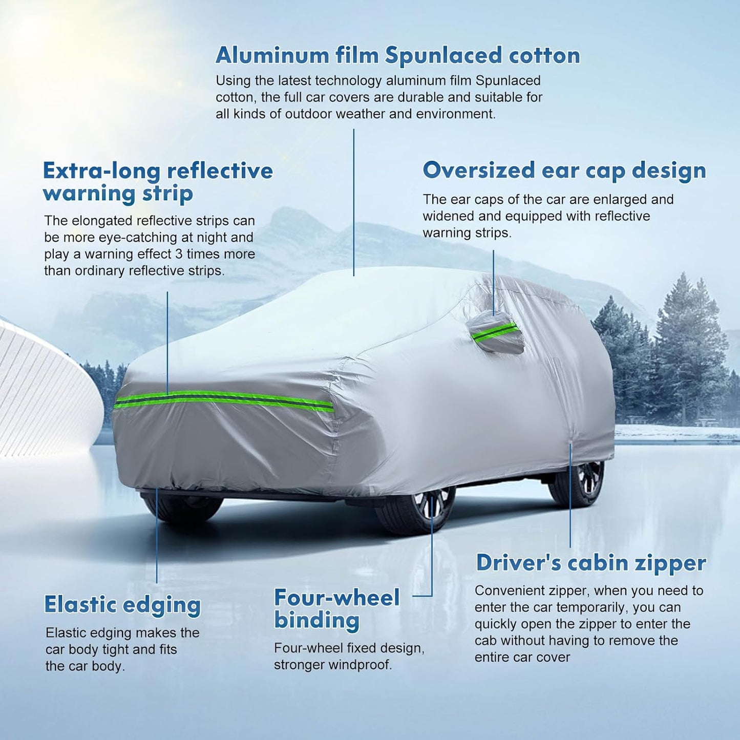 KEYOOG 6-layer Full Car Cover Is All-weather Waterproof, Universal In All Seasons, Snow Prevention, Rainproof, Acid Rainproof, Sunscreen, Ultraviolet-proof, Universally Applicable To Sedan (188"-198")