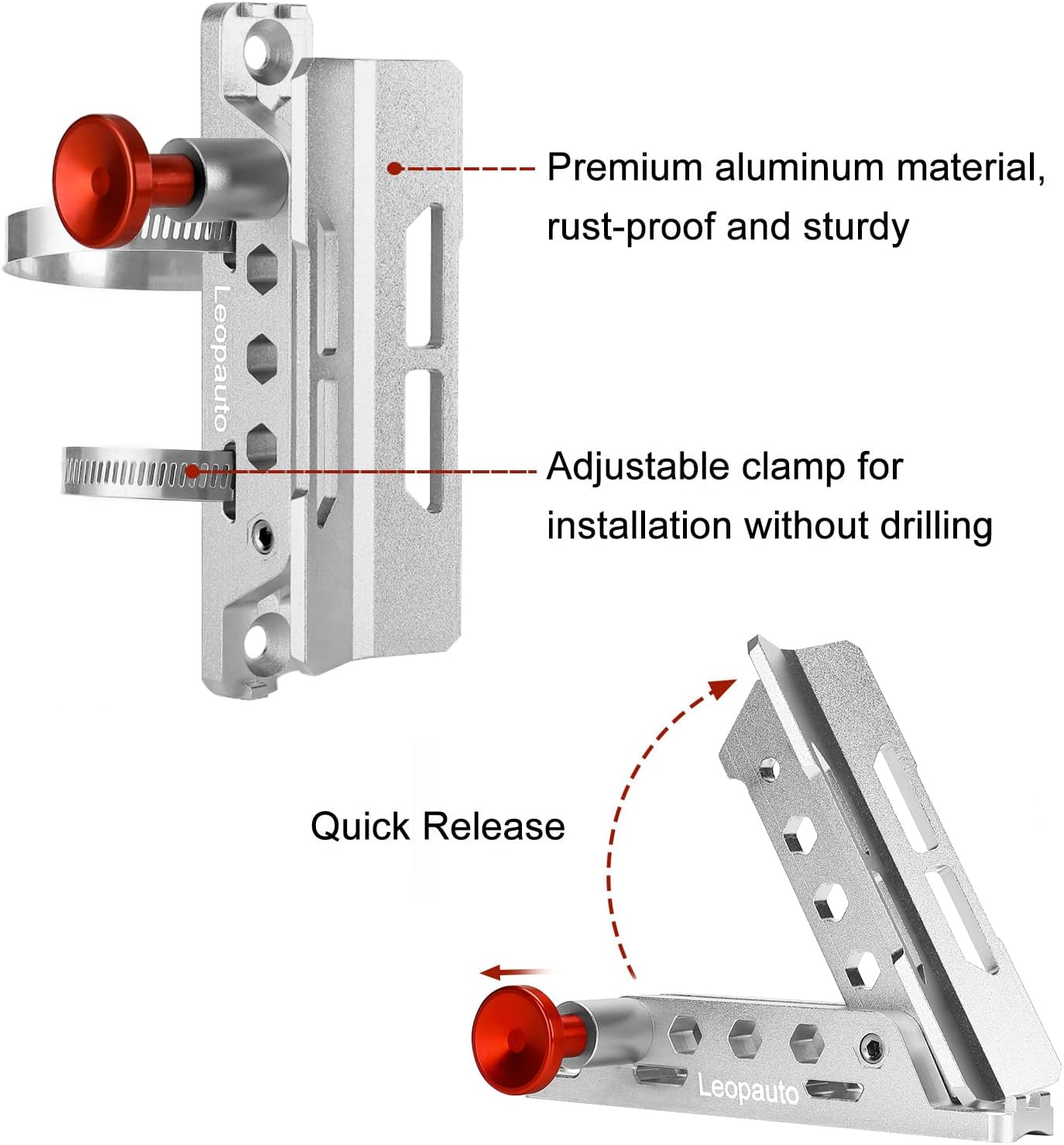 Vehicle Fire Extinguisher Mount Bracket, Aluminum Adjustable Quick Release Roll Bar Fire Extinguisher Bottle Mount with 8 Clamps, Compatible with Jeep Wrangler JK TJ Rubicon UTV, Silver