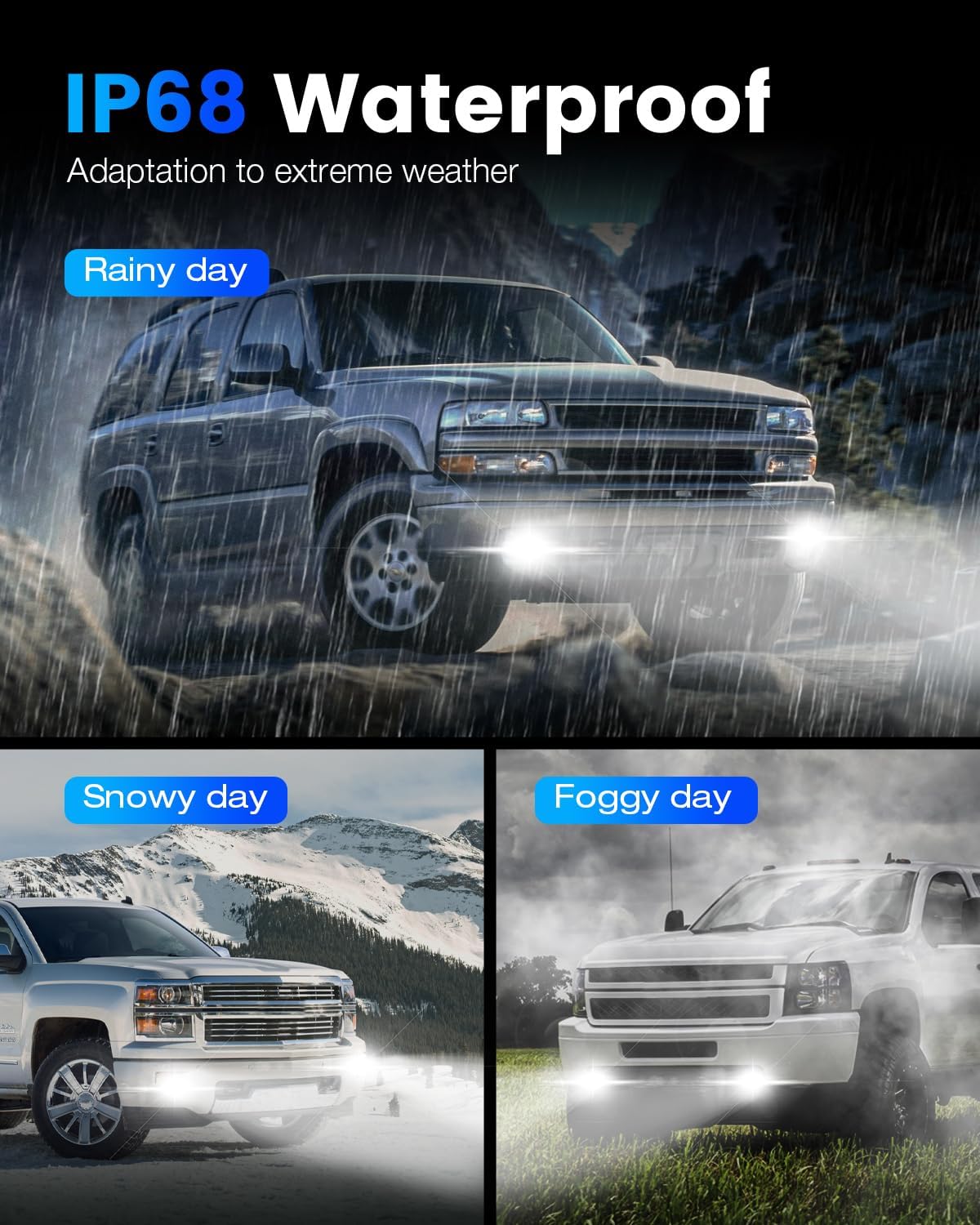 NOVSIGHT 9005 H11 Fog Bulbs - 50000LM Super Bright HB3 H9/H8 Fog Bulbs Combo with Cooling Fan, 3-Min Quick Installation, 6500K, Pack of 4