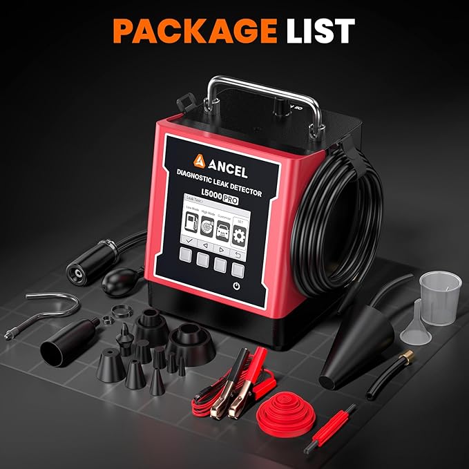 ANCEL L5000 PRO Upgraded Smoke Machine Automotive Adds Pressure Decay & Vacuum Test for EVAP Turbo Vacuum & More, Smoke Tester Automotive with Built-in Pump, LCD Screen, Detects Micro to Major Leaks