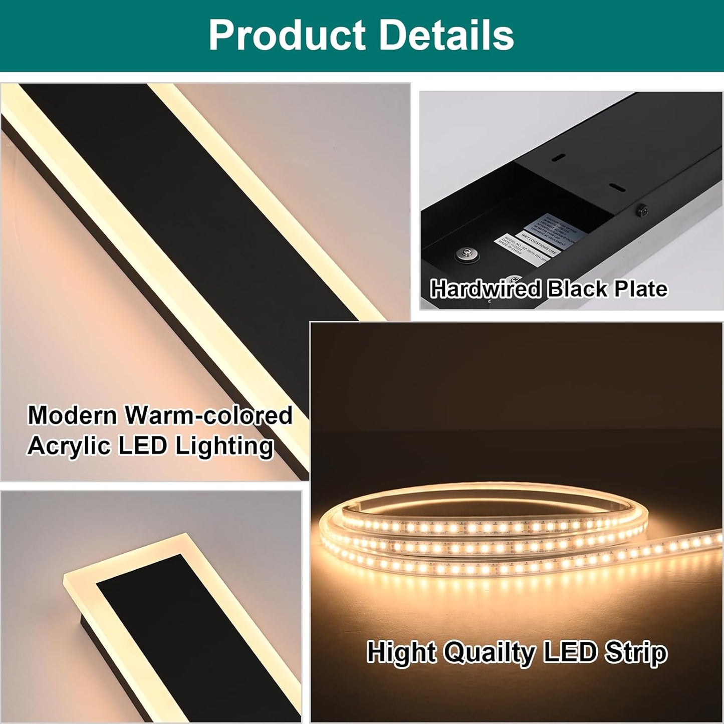 2 Pack Modern Outdoor Long Wall Lights Fixture,40 inch Outdoor LED Wall Sconce Light,Dimmable Outside Wall Led Linear Lights,Exterior Lighting Fixtures for Garage,Porch,Patio,Front Door