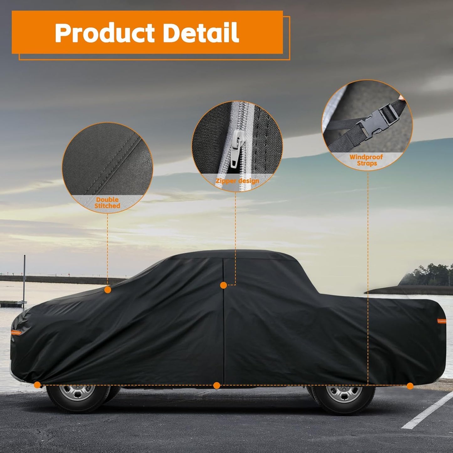 Kayme Truck Cover Custom Fit Dodge Ram 1500(1994-2008) Club/Extended/Quad Cab SB. Full Exterior Heavy Duty Outdoor Pickup Truck Car Cover Waterproof All Weather.Car Tarp for Wind Sun Dust Protection.