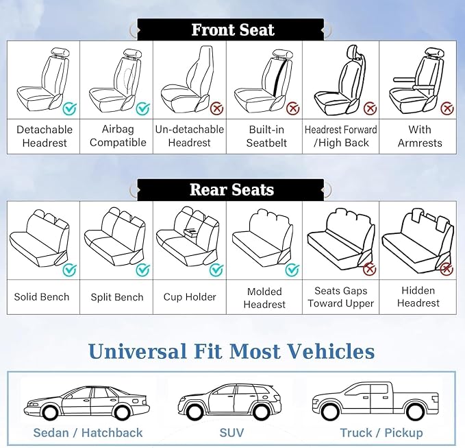 Coverado Front Seat Covers, 2 PCS Pink Seat Cover for Cars, Breathable Fabric& Faux Leather Seat Cover, Driver Seat Cushion, Car Seat Protector Universal Fit Most Cars, Trucks, SUV