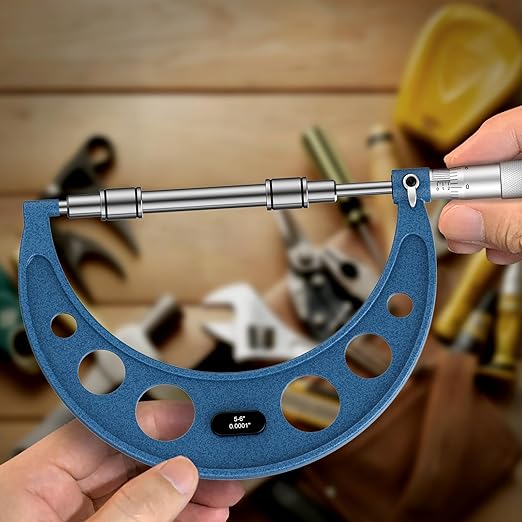 HDLNKAK 0-6 inch Outer Diameter Micrometer Set, 6-Piece high-Precision Micrometer Tool Set, Equipped with 0.0001 inch Scale and Tungsten Carbide tip, Comes with a Sturdy Portable Carrying case.