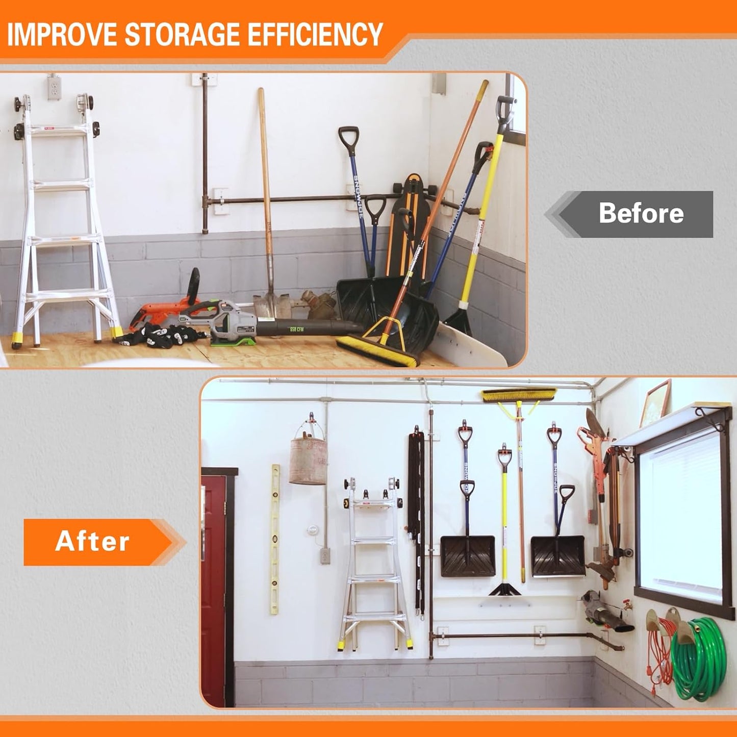 Heavy Duty Garage Hooks 12 Pack, 2.8 inch Small U Shaped Hanger, Wall Mounted Storage System, Power and Garden Tool Organizer, for Hanging Ladders, Hose, Bulk Items and More