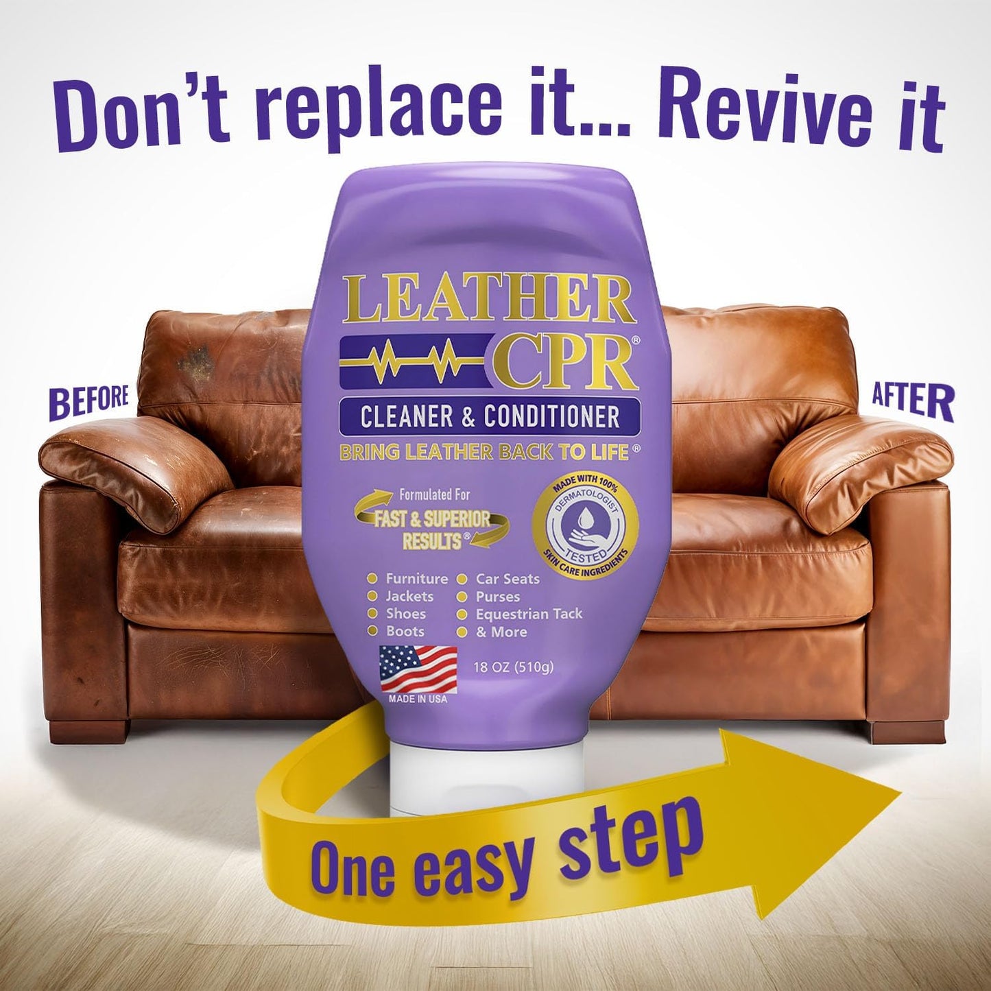 Leather CPR Cleaner & Conditioner 18oz - Cleans, Conditions, Restores & Protects Leather Furniture, Handbags, Car Seats, Interior, Jackets, Boots, Purses, Shoes, Couch, Saddles, Tack & More