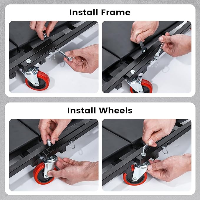 Creeper, 40 Inches 4 in 1 Z Creeper Seat 2025 Upgraded 450 lbs Capacity Garage Chair Adjustable Rolling Folding Car Creeper with 6 pcs 3" Wheels,Lay Down or Sit for Garage, Shop, Auto Repair