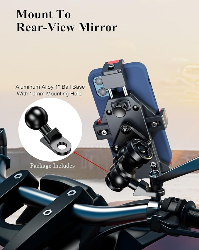 BRCOVAN Motorcycle Phone Mount with Qi 15W Wireless Charger & Vibration Dampener, Anti-Theft, Anti-Shake, Adjustable, Aluminum Alloy Motorcycle Handlebar Cellphone Holder for 4.7''-7.2'' Smartphones