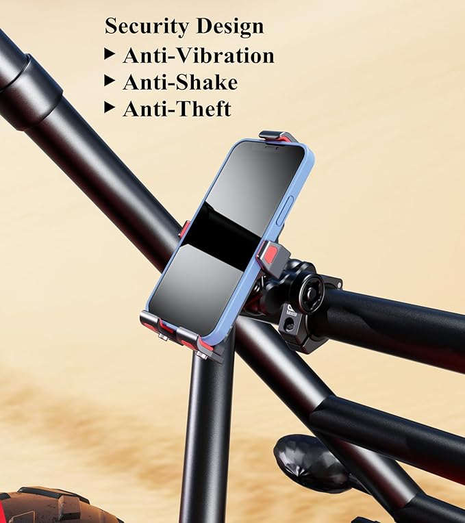BRCOVAN Anti-Theft Aluminum Alloy UTV Phone Holder with Vibration Dampener & Secure Lock, Adjustable Roll Cage Cellphone Mount Fit 1.5''/1.65''/1.75''/1.85''/2'' Roll Bar, for 4.7''-7.2'' Smartphone