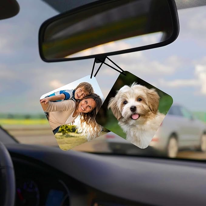 Custom Air Freshener for Car - Double Sided Photo Personalized Car Scents Air Freshener, Smell Air Fresheners With Picture for Wardrobe, Bathroom,Hanging Ornaments (lozenge)