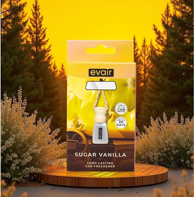 Evair Scent For Car Air Freshener Hanging 2 Pack Air Fresheners Diffuser -Vanilla Fragrance Oil Air Diffuser for Car, 60 days Long Lasting Fragrance Essential Oil
