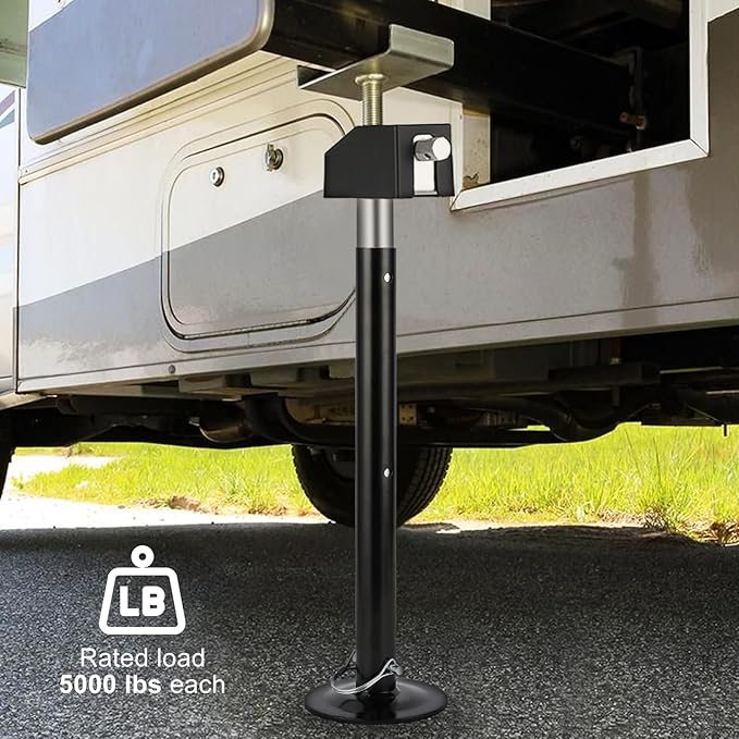 Garvee RV Slide Out Stabilizer Jacks (Set of 2) - 5000 LB Heavy Duty Support, 21 in-34 in Quick-Lift Adjustable - Power Drill & Hand Crank Compatible for Campers, Travel Trailers & RVs