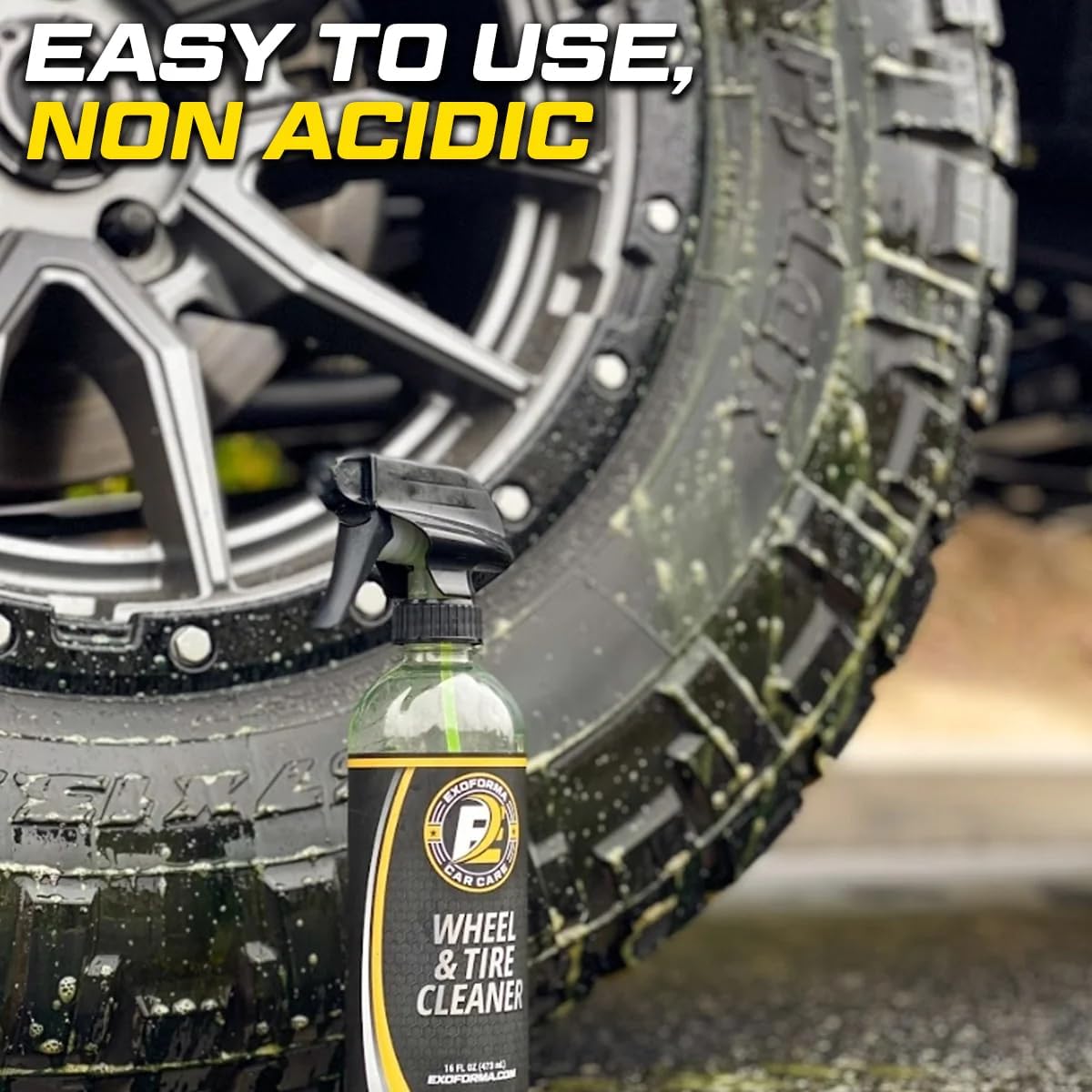 ExoForma Wheel & Tire Cleaner - Removes Built-Up Brake Dust, Dirt & Grime - Improves Dressing Performance - 2-in-1 Formula - Chosen by Pros (128 FL Oz)