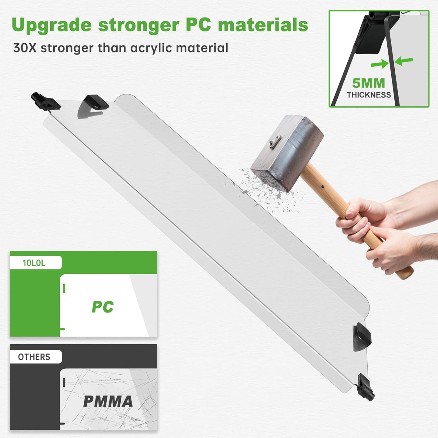 10L0L Golf Cart Windshield for Club Car Precedent 2004-Up, Tempo, 2017-Up Onward, Clear/Tinted Fold Down Club Car Windshield Anti-UV Impact Resistant - 37.5"W X 33.6"H