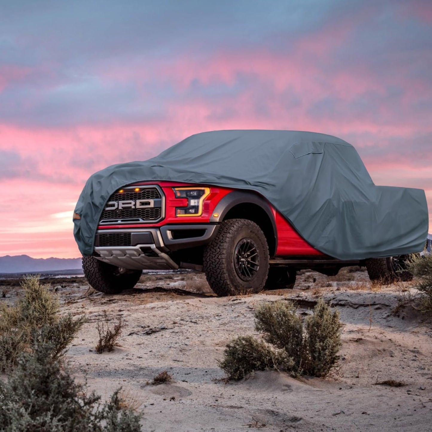 16 Layers Truck Cover Waterproof All Weater - See Vehicle Size Chart - Heavy Duty Outdoor Truck Pickup Cover for Chevrolet Colorado, Toyota Tacoma/Tundra etc. Length up to 220 inch.