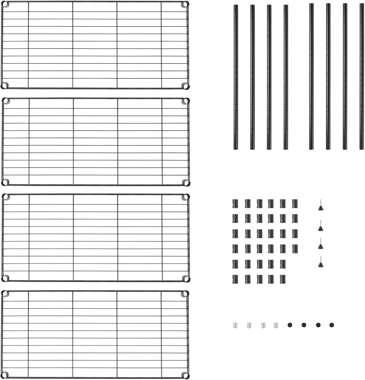Displays By Jack 4 Tier Wire Shelving Unit Storage Rack, Metal Heavy Duty Utility Organization Units for Products Plant Standing Shelf, Pantry, Garage, Shelf Stand, Black, 14" W x 30" L X 48" H