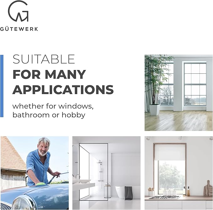 GÜTEWERK Shower Squeegee for Glass Doors, Silicone Window Squeegee, Bathroom and Glass Cleaning - Pink - 11 Inch