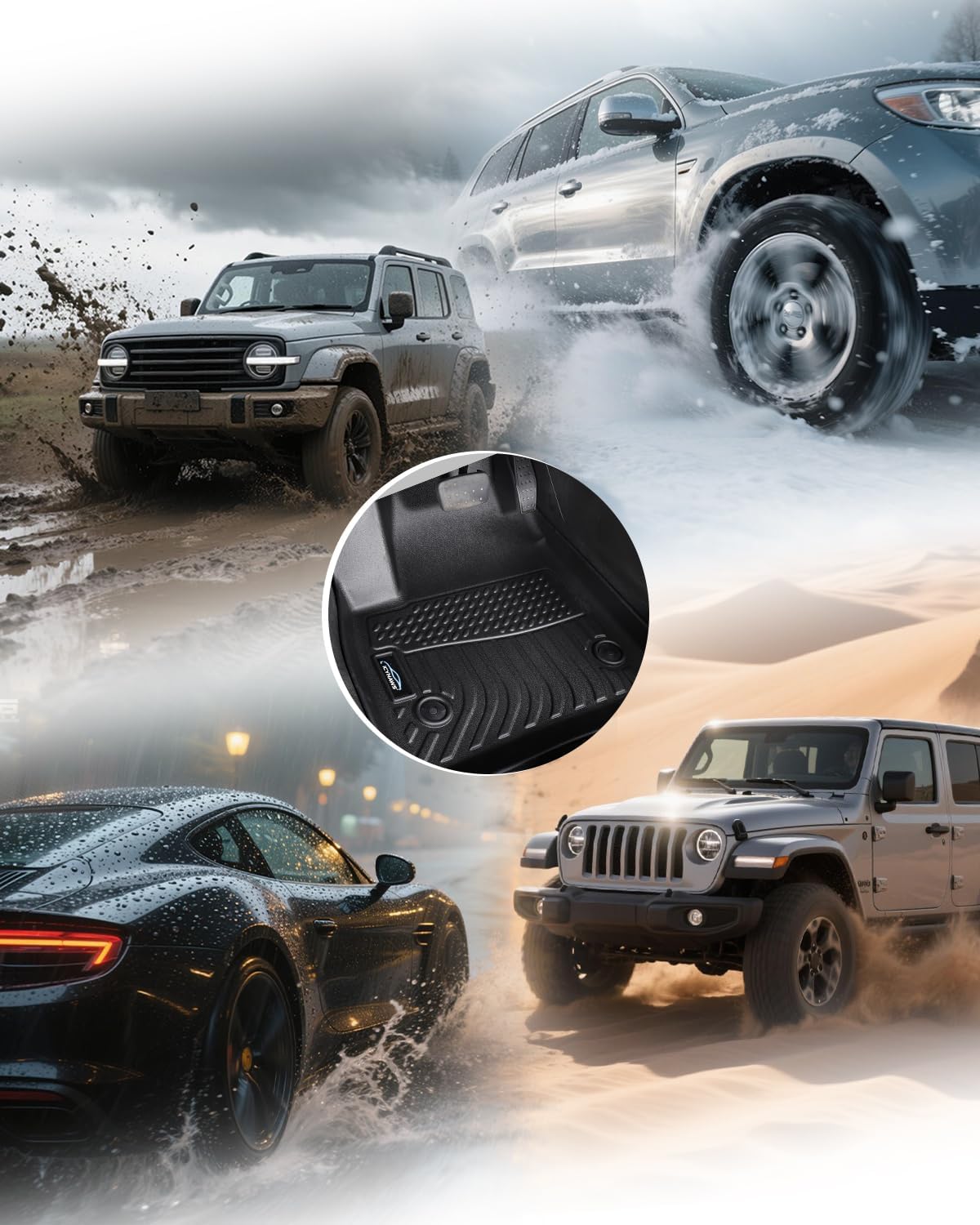 Icyhaws® Floor Mats for Buick Envision 2021 2022 2023 2024 2025 | All Weather TPE Rubber Car Floor Liners Automotive Accessories for Buick Envision 2021-2025 | Front & 2nd Row, 3-pc Black