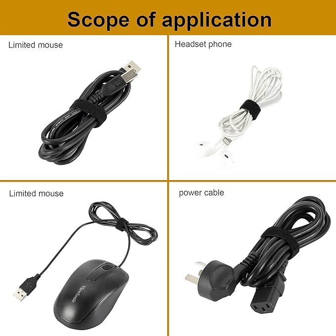 Xnakko 1cm Double Sided Hook and Loop Fastening Tape Reusable Cable Ties Nylon Fastening Tape Wire Manager for Home, Office (Black, 25Yard)