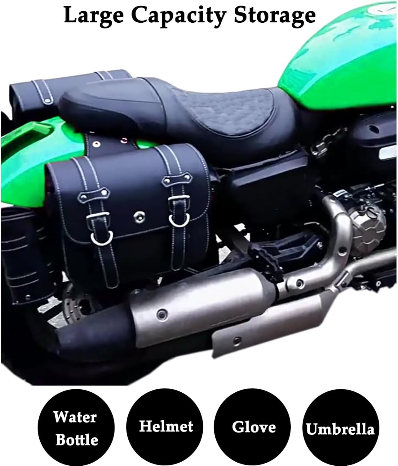 Motorcycle Saddlebags, Scooter Powersports Faux Leather Saddle Bags Motorcycles, Softail Universal Throw Over Sportster Saddlebags 12.2x5.12x9.84 inches