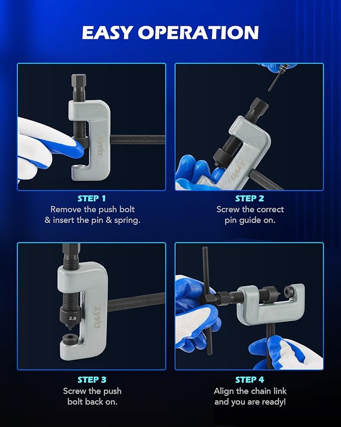 Orion Motor Tech 19pc Chain Breaker Tool Kit with C Frame 3 Anvils 5 Break Tips, Dirt Bike ATV Motorcycle Chain Breaker Chain Link Removal Tool Chain Repair Tool for Cam and 25 to 630 Chains