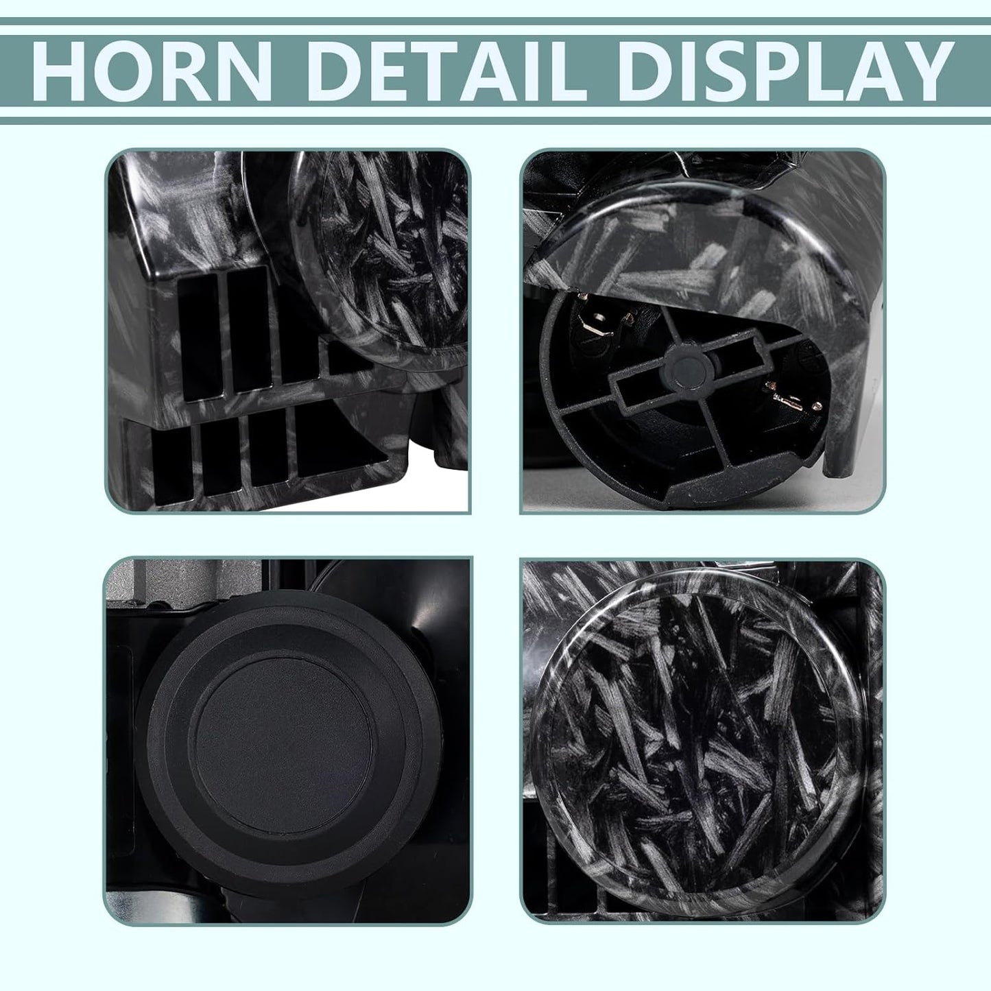 Loud Car Horn with Relay,150dB Train Horn for Motorcycle,12V Air Horns for Car,Black & Gray Personalized Pattern,Dark Style Motorcycle Waterproof Snail Horns