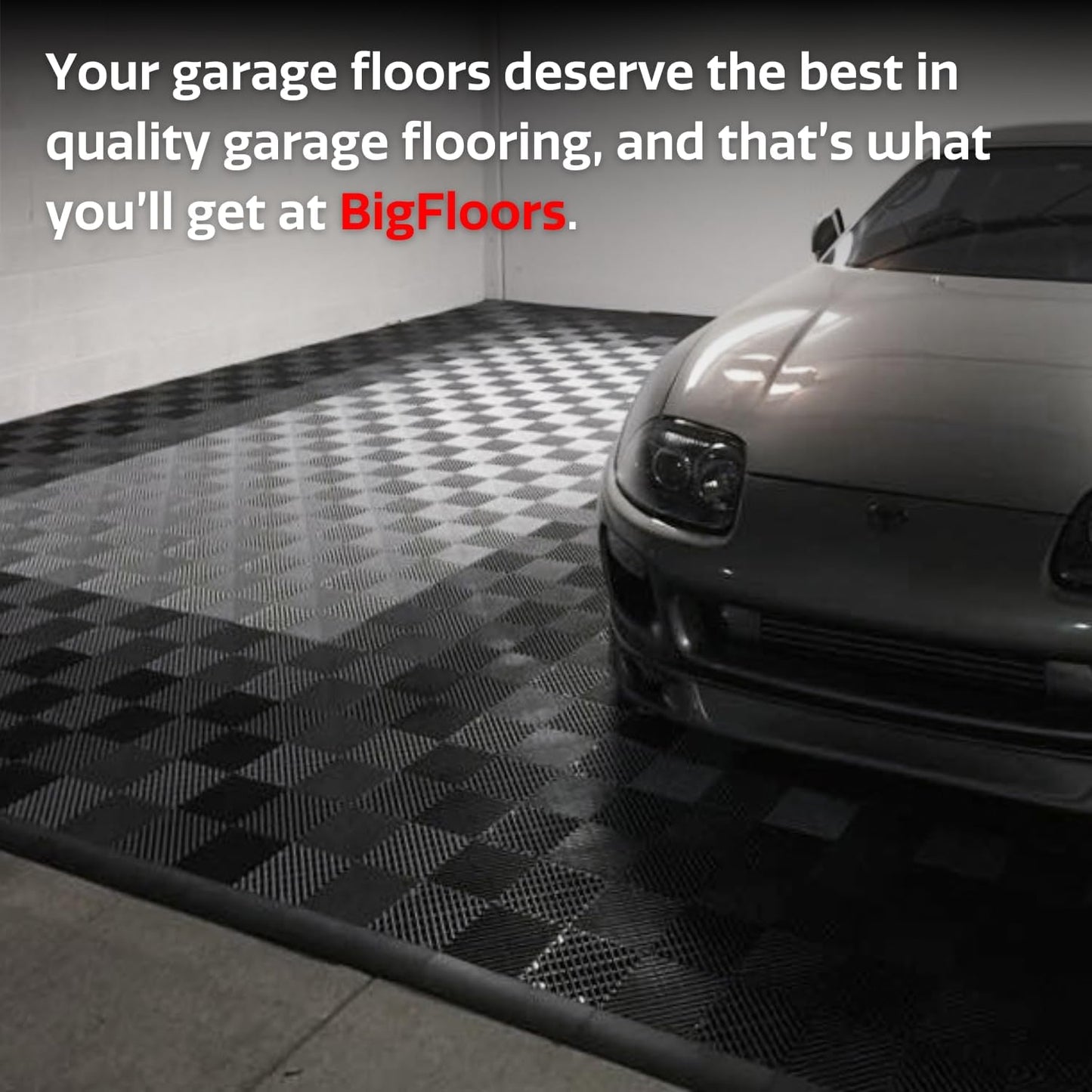 Big Floors RaceDeck Free-Flow Open Rib Self-Draining Design, Durable Copolymer Plastic Interlocking Modular Garage Flooring Tile (Graphite, 12 Pack of 12 x 12" Tiles)