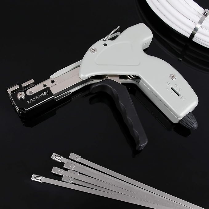 Knoweasy Stainless Steel Cable Tie Gun - Tighten, Tension, and Cut with Stable and Reliable Stainless Steel Cable Tie Tool Cable Managemen